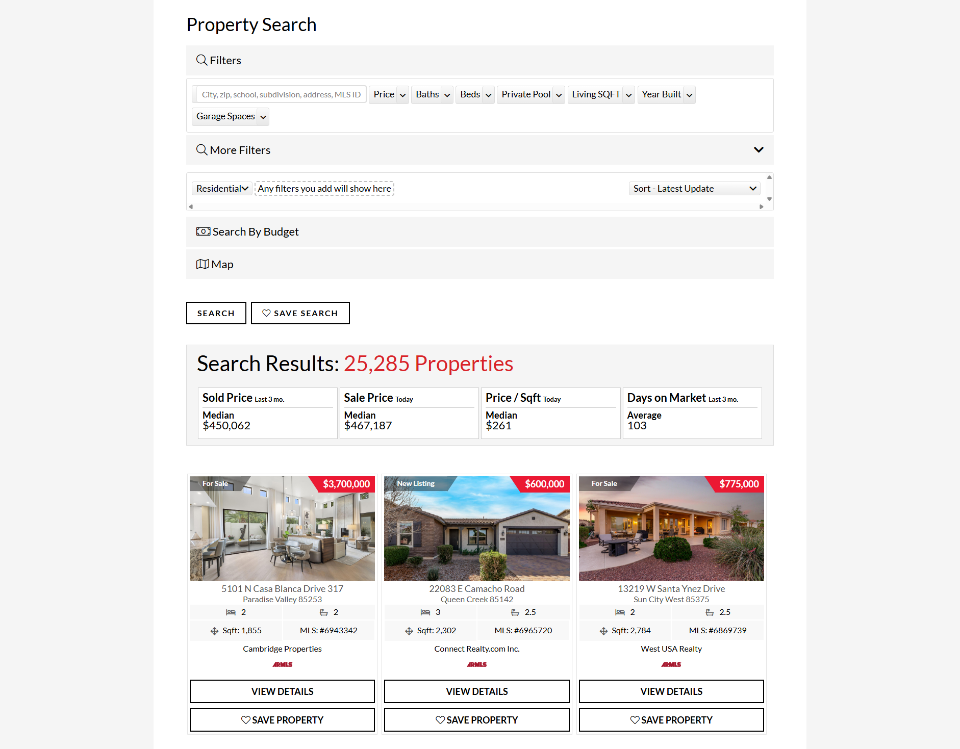 Original WordPress listing search