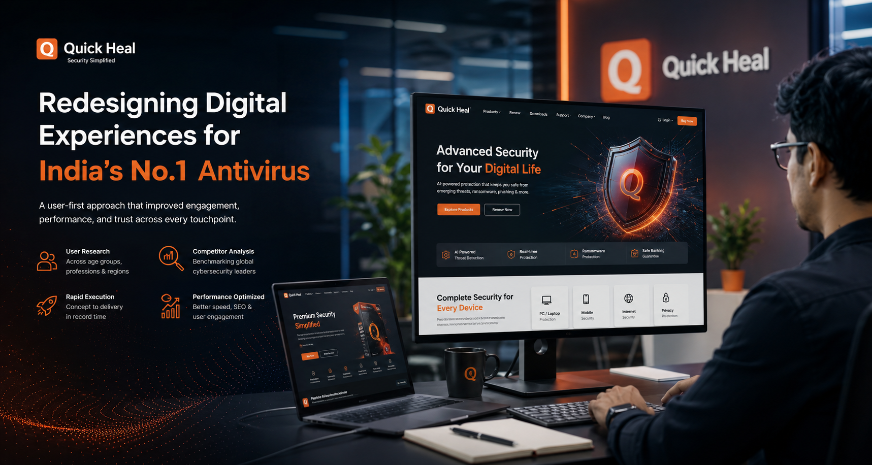 Quick Heal — cybersecurity UI/UX redesign