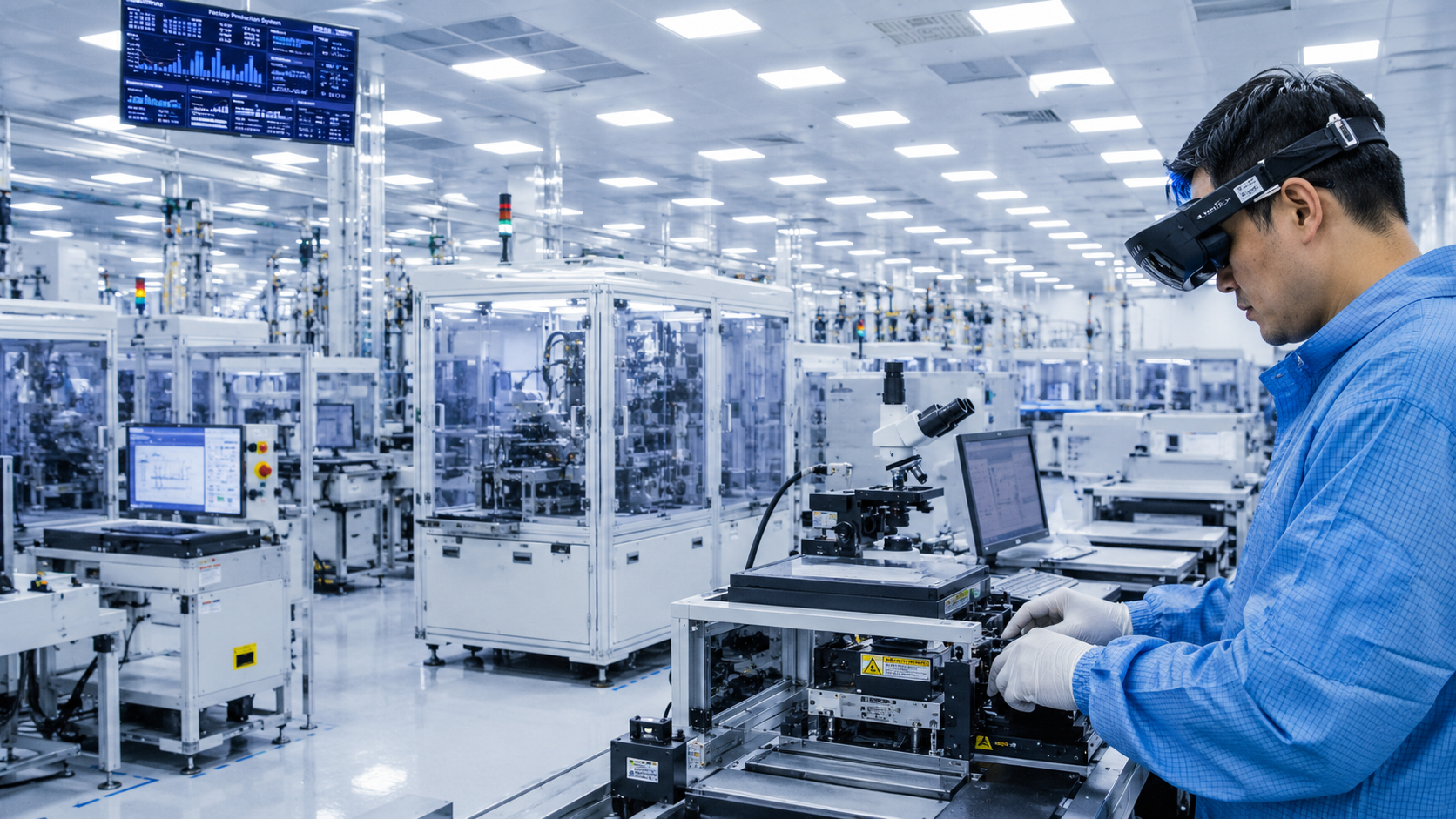 Semilynx Google Glass AR — factory worker with industrial AR overlay